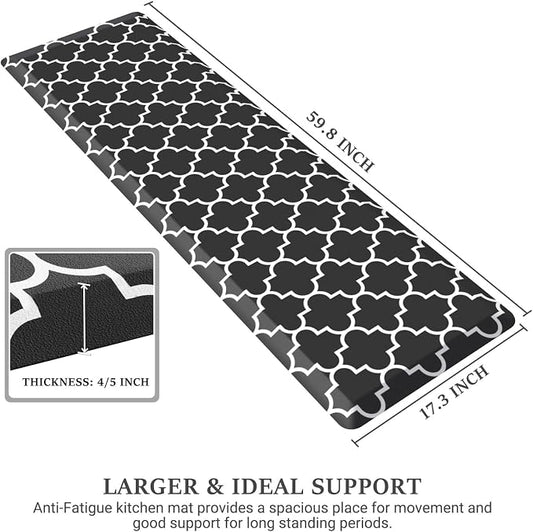 WISELIFE Kitchen Runner Rugs Anti-Fatigue mats - 4/5 Inch Non Slip Waterproof Ergonomic Comfort Mat for Kitchen, Floor Home, Office, Sink, Laundry (17.3"x 60",Black)