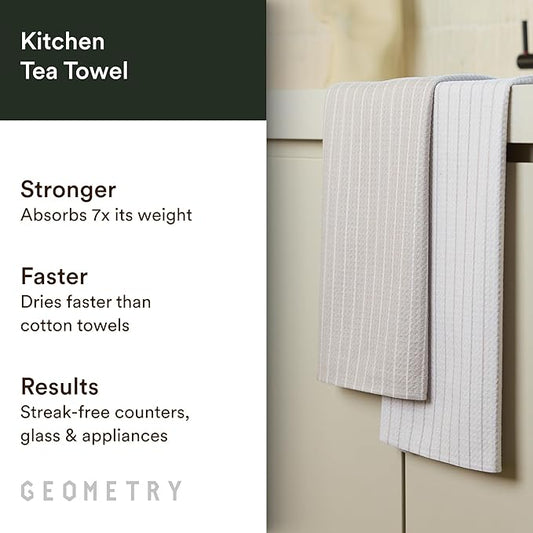 GEOMETRY Kitchen Tea Towels - Quick Dry Microfiber Dish Towels for Kitchen - Revelle 18" x 30" - 1 Pack