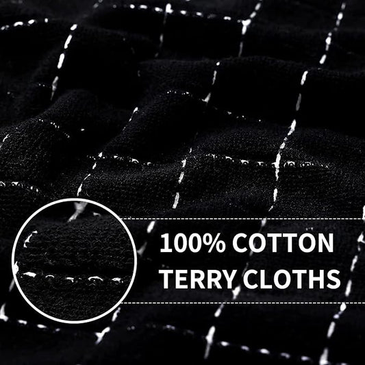 Homaxy 100% Cotton Terry Kitchen Towels(Multiple Color, 13 x 28 inches), Checkered Designed, Soft and Super Absorbent Dish Towels, 4 Pack