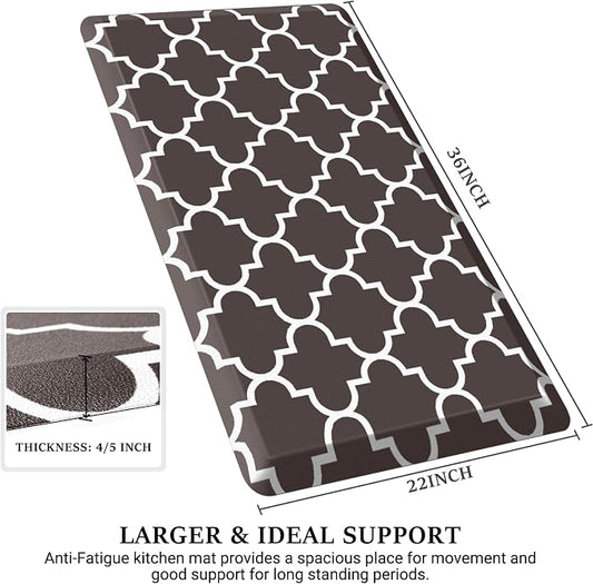 WISELIFE Anti Fatigue Floor Mat - 4/5 Inch Thick Kitchen Mat Non Slip Waterproof Heavy Duty Ergonomic Comfort Mat Durable for Home, Office, Sink, Laundry,(22" x 36", Chocolate)