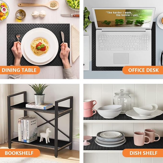 Shelf Liners for Kitchen Cabinets Refrigerator Liners Waterproof Kitchen Cupboard Liner Non-Slip Drawer Mats EVA Material Non Adhesive Fridge Liner for Shelves - Black(17.5 x 236.2 Inches x 2 Rolls