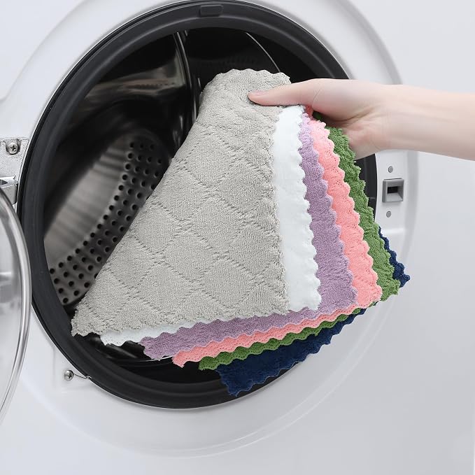 Homaxy Coral Velvet Super Soft Dish Cloths 12 Pack-7" x 9", Absorbent and Fast Dry Microfiber Cleaning Cloth