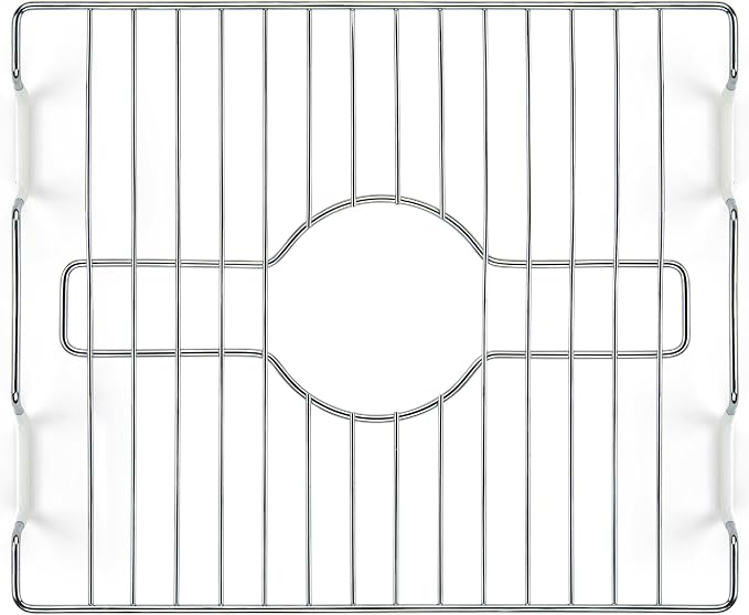 DecorRack Sink Protector for Kitchen Sink, Metal 13" x 11" Dish Rack, Protect from Stains, Damage, Scratches, Dishwasher Safe Grid, Mat, for Kitchen (1 Pack, Chrome)