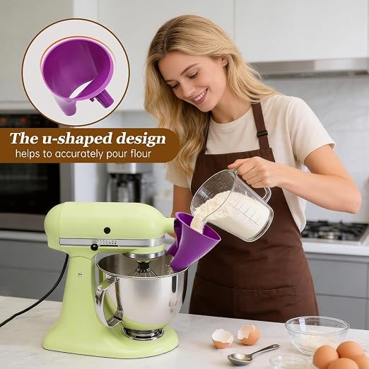 Purple Stand Mixer Accessories Compatible with KitchenAid Artisan KSM150, Food-Grade Flour Funnel for 5 Quart Tilt-Head Stand Mixer, Anti-Splash Kitchen Funnel, Easy to wash and Reuse