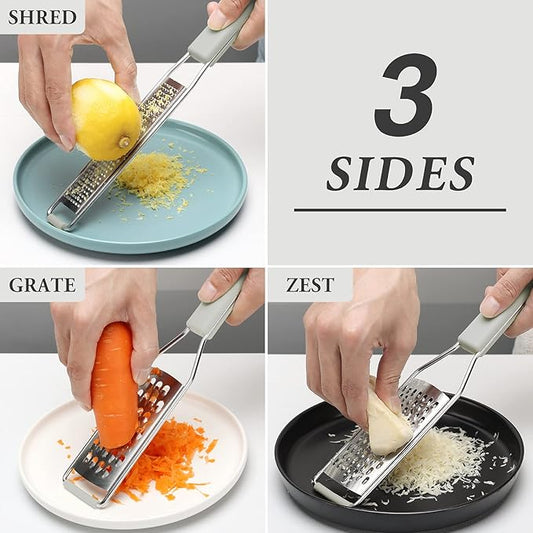 Cambom Cheese Grater Citrus Zester Lemon Zester Pack of 3-304 Stainless Steel - A Sharp Tool for Parmesan Cheese, Ginger, Garlic, Nutmeg, Chocolate, Vegetables,Fruits,Dishwasher Safe Clear