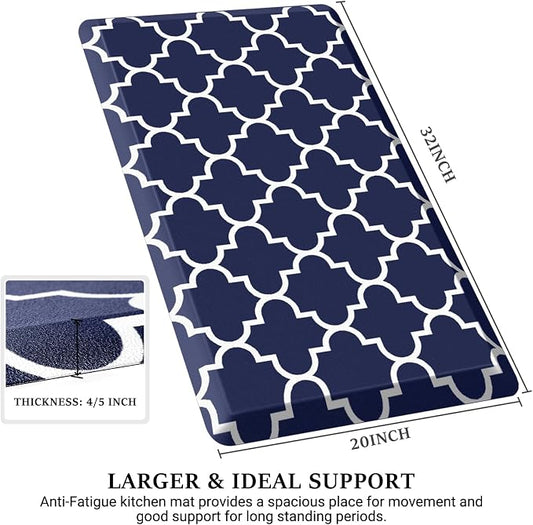 WISELIFE Anti Fatigue Floor Mat - 4/5 Inch Thick Kitchen Mat Non Slip Waterproof Heavy Duty Ergonomic Comfort Mat Durable for Home, Office, Sink, Laundry,(20" x 32", Blue)