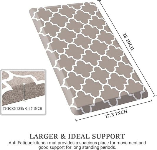 WISELIFE Kitchen Runner Rugs Anti-Fatigue mats,17.3"x 28",Non Slip Waterproof Ergonomic Comfort Mat for Kitchen, Floor Home, Office, Sink, Laundry,Khaki