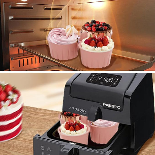 3-Cup Silicone Air Fryer Egg Bite Mold - Mini Round Muffin Pan for Oven, Air Fryer & Cookware, Reusable Non-Stick, Dishwasher Safe