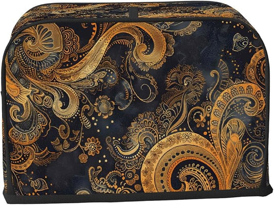 Ethnic Pretty Paisley Toaster Cover 4 Slice Wide Slot Washable Kitchen Appliance Covers Fingerprint Bread Machine Dust Cover Small Toaster Oven Accessories Covers Bread Maker Bag Women Gift