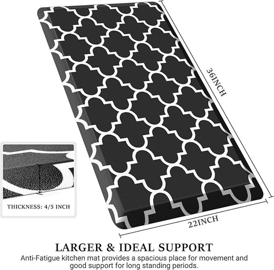 WISELIFE Anti Fatigue Floor Mat - 4/5 Inch Thick Kitchen Mat Non Slip Waterproof Heavy Duty Ergonomic Comfort Mat Durable for Home, Office, Sink, Laundry,(22" x 36", Black)