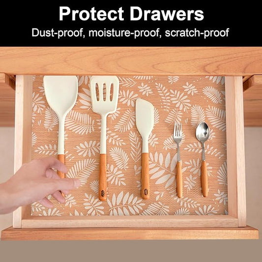 Cooyes Shelf and Drawer Liners for Kitchen Cabinets, Non Adhesive Cabinet Liner, EVA Waterproof Durable Non-Slip Drawer Mats for Shelves, Refrigerator, Storage, Desks๏ผ23.6" W x 118" L๏ผ