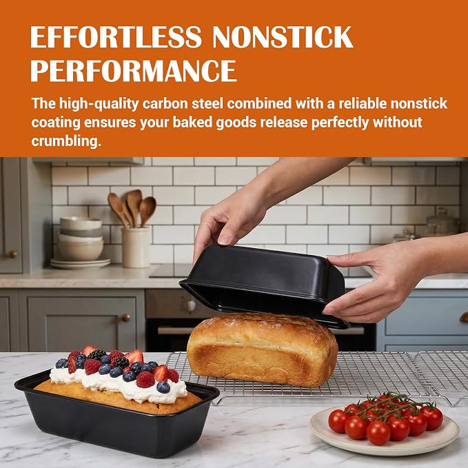 16 Pack Mini Loaf Pans for Baking, 6.1" Carbon Steel Nonstick Small Bread Pans for Banana Bread, Meatloaf, Brownies & Pound Cakes – Oven Safe, Easy Release & Dishwasher Safe Bakeware Set