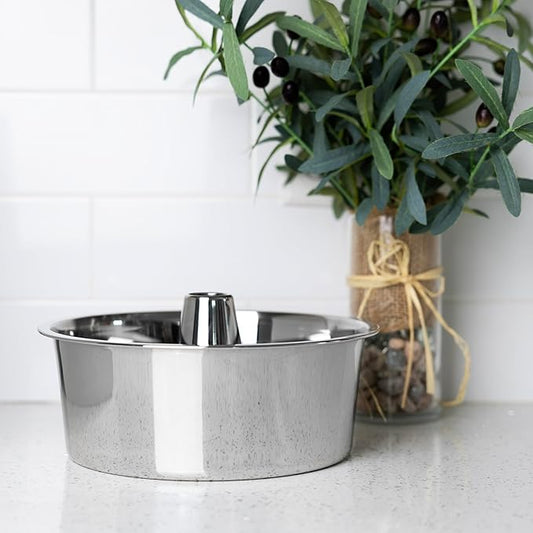 Fox Run Angel Food Cake Pan, Stainless Steel Tube Cake Pan With Removable Bottom, Round 10" x 5"