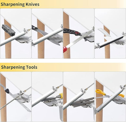 CWOVRS Knife Sharpening System, RX-008 Professional Knife Sharpener, 360° Flip Rotation, Upgraded Metal Fixed Angled Knife Sharpener, Kitchen Chef Knife Sharpening Kit with 10 Stones