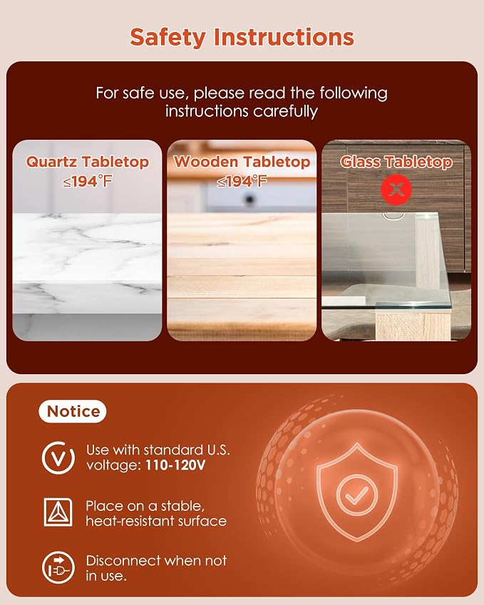FEPPO Food Warming Mat, Upgrade High-tech Heating System, Fast Full Surface Electric Warming Tray with 6 Level Adjustable Temperature and 6 Hours Timer, Roll Up Food Warmers for Parties Buffet