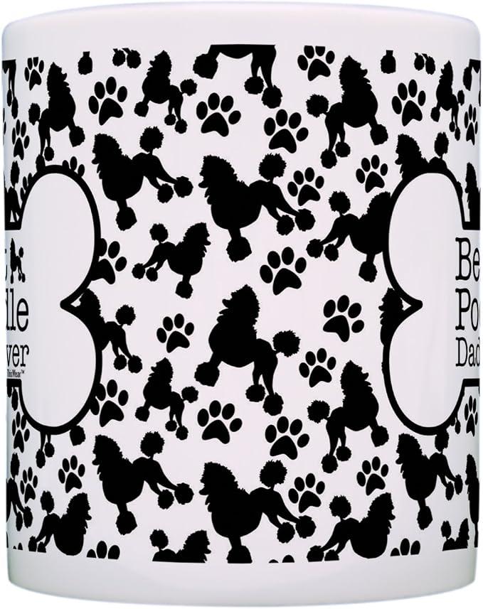 ThisWear Best Poodle Mom Dad Ever Bundle Paws Dogs 2 Pack Gift Coffee Mugs Tea Cups Bone Pattern