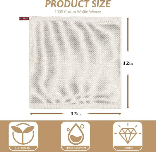 Nialnant 6 Pack 100% Cotton Waffle Weave Kitchen Towels,Soft and Absorbent Kitchen Dish Rags, Dish Cloths for Washing Dishes-12x12 Inches