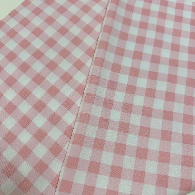 Light Weight Natural Cotton Fabric by the Yard DIY Making Supplies Quilting Patchwork Fabric Fat Quarter Bundles DIY for Quilting Cotton Patchwork Cushions (Big Pink Square, 1 Yard)