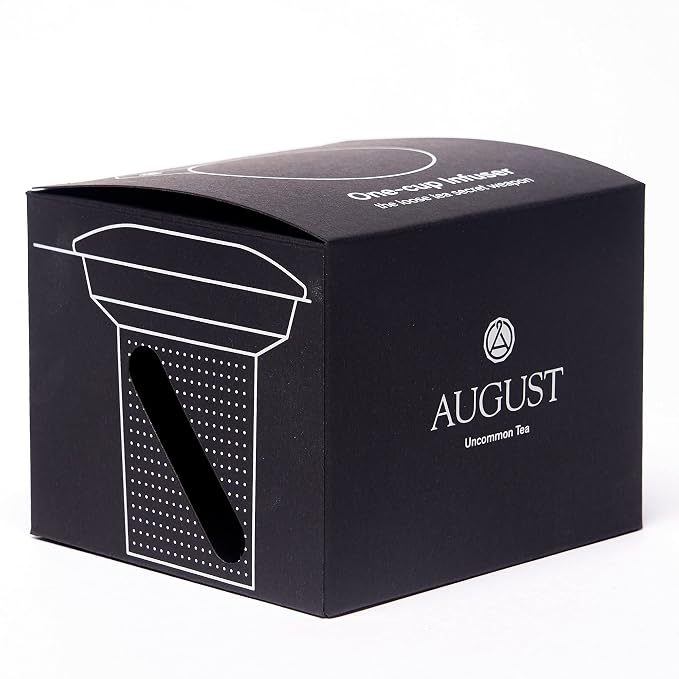 August Uncommon Tea Infuser – 18/8 Stainless Steel Mesh Tea Strainer with Silicone Lid – Extra Fine BPA Free Loose Leaf Tea Filter – Fits Most Mugs and Teapots (L 4.25" x W 4.125" x H 3.5)