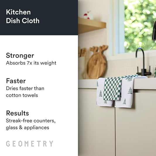 GEOMETRY Holiday Kitchen Dish Cloths - Quick Dry Dishcloths for Kitchen - Premium Dish Rags with Geoweave - 3-Pieces (Wrapped Up, 10"x10")
