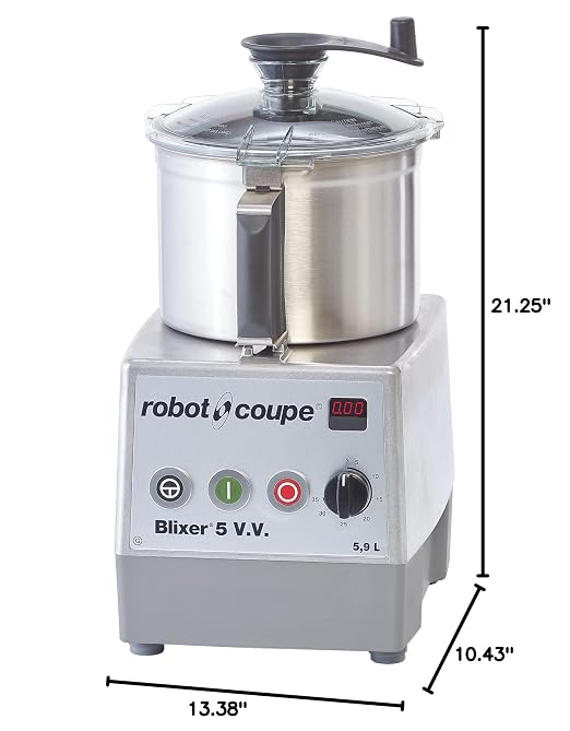 Robot Coupe BLIXER5VV 5.5-Liter Commercial Variable Speed Blender/Mixer Food Processor, Stainless Steel, 120v