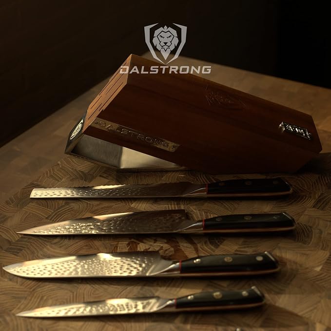 Dalstrong 5-Piece Japanese Knife Block Set — 66-Layer Damascus AUS-10V Steel (8–12° Edge), Chef + Santoku + Utility + Bread + Paring — Shogun ELITE For Serious Home Cooks & Culinary Gifts