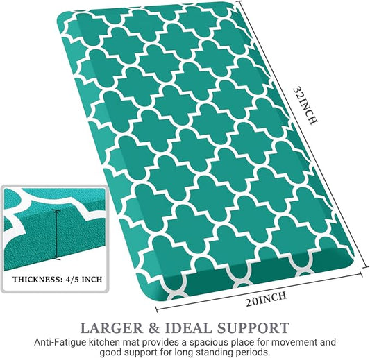 WISELIFE Anti Fatigue Floor Mat - 4/5 Inch Thick Kitchen Mat Non Slip Waterproof Heavy Duty Ergonomic Comfort Mat Durable for Home, Office, Sink, Laundry,(20" x 32", Green)