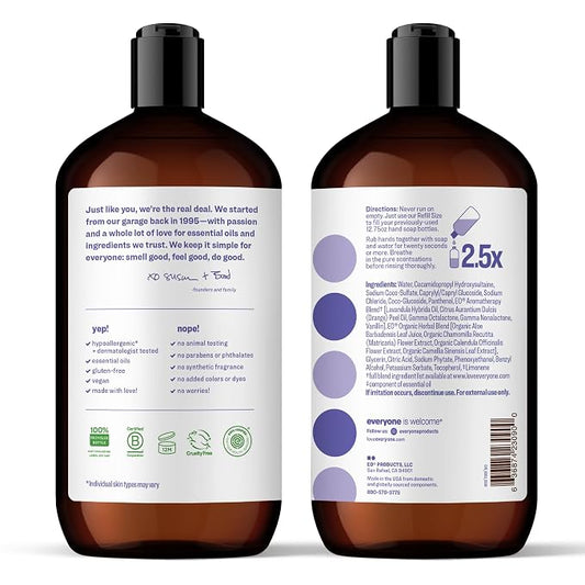 Everyone Liquid Hand Soap, 32 Ounce (Pack of 2), Lavender and Coconut, Plant-Based Cleanser with Pure Essential Oils