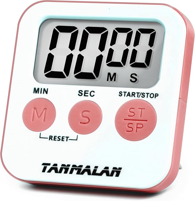 Tanmalan Kitchen Timer for Cooking Loud Alarm, Large Display, Auto Memory Loud Alarm, Large Display,Big Button,for Kids for Teacher Classroom Must Haves,Count Down-up,Easy to use (Pink)