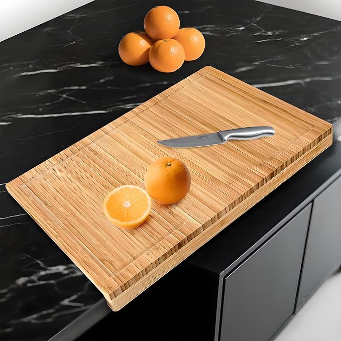 Premium Bamboo Cutting Board with Juice Groove - Extra Large 22x15 Inch Chopping Block for Kitchen - Natural Wood Cutting Surface for Meat, Vegetables and Food Preparation
