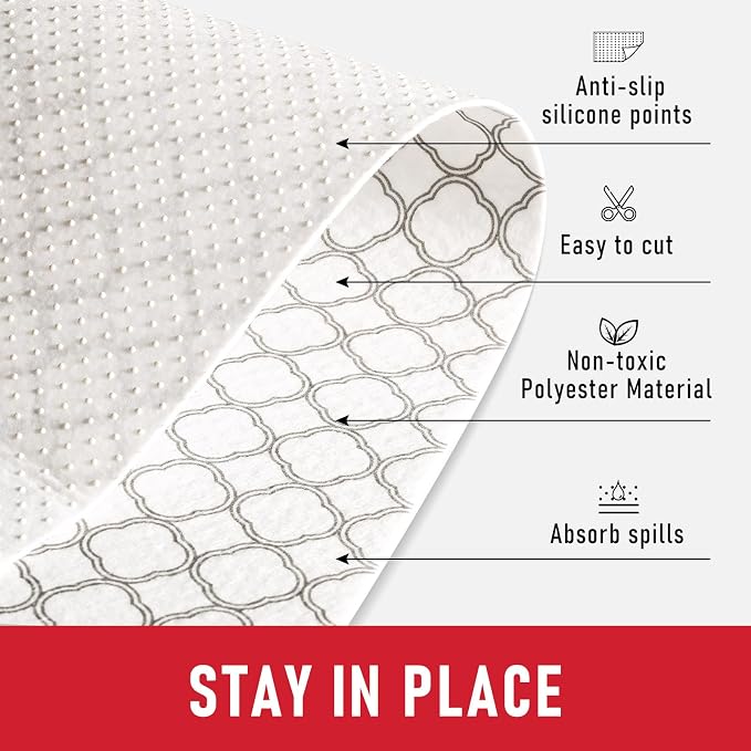 Cooyes Non Slip Refrigerator Liners, 2 in 1 Absorbent Fridge Liners and Fresh Mats Machine Washable, Refrigerator Shelf Paper for Glass Shelves Kitchen Cabinet Drawer, 17.7" x 360"