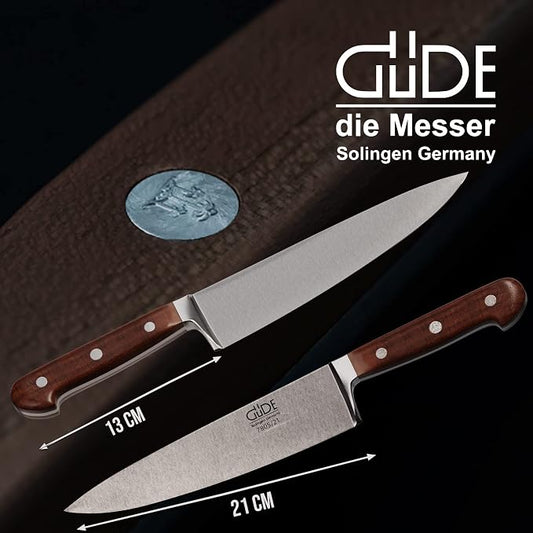 Güde Gude Franz Series Hand Forged Ice Hardened Steel Chef's Knife 8-in, Plumwood Handle, Made in Solingen, Germany Since 1910