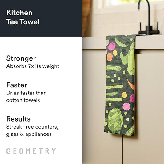 GEOMETRY Kitchen Tea Towels - Quick Dry Microfiber Dish Towels for Kitchen Spring Sprout, 18" x 30" 1 Pack