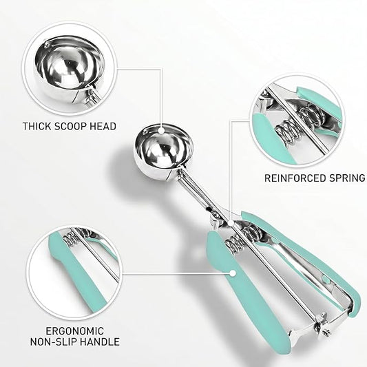 Cookie Scoop, 18/8 Stainless Steel Cookie Scooper, Cookie Scoops for Baking, 1 Tbsp/ 15 ml / 0.5 oz Cookie Dough Scoop, Ice Cream Scooper with Trigger Release, Cookie Scooper for Baking(Mint Green)…