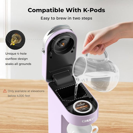 CHULUX Compact Single Serve Coffee Maker Brewer for K Cup Pod, Light Violet