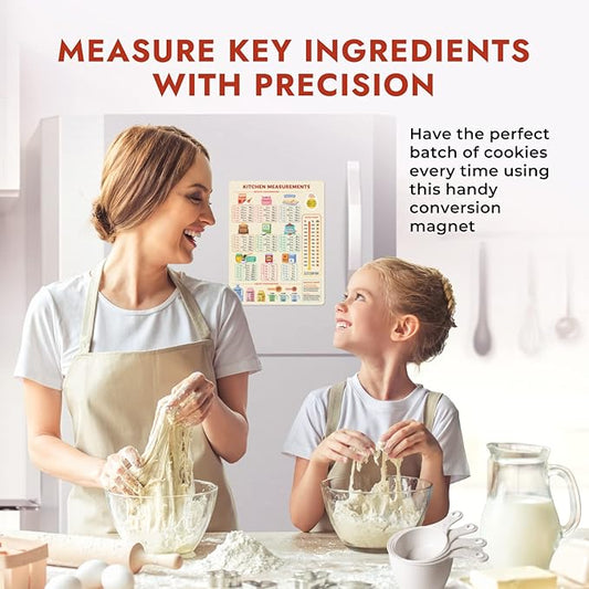 Kitchen Conversion Chart Magnet for Easier Cooking & Kitchen Baking - Kitchen Gadget Baking Gifts - Metric Conversion Chart for Cooking - Cute Kitchen Accessories - Kitchen Needs Baking Accessories