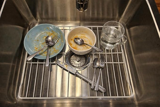 SOFINNI Sink Protectors for Kitchen Sink Bottom with White Coating Sink Grate Insert Grid Sink Bowl Drying Rack Steel Large (12.5" x 18")