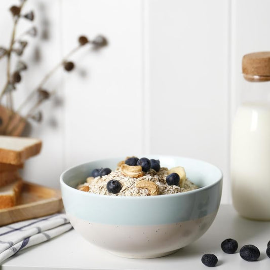 AISBUGUR Cereal Bowls Set of 4, 26oz Large Soup Bowls for Kitchen, Ceramic Serving Bowls for Oatmeal, Salad, Pasta, Soup, Dessert, Dishwasher & Microwave Safe, Blue