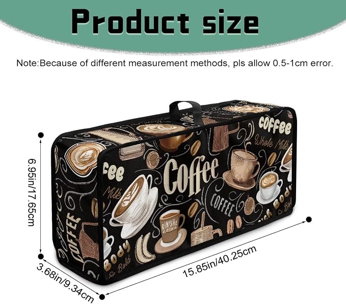 Toaster Cover 2 Slice Black Coffee Theme Cover for 2 Slice Slim Toaster Easy to Fold and Carry Small Appliance Covers, Dustproof & Water-Resistant, Easy to Clean