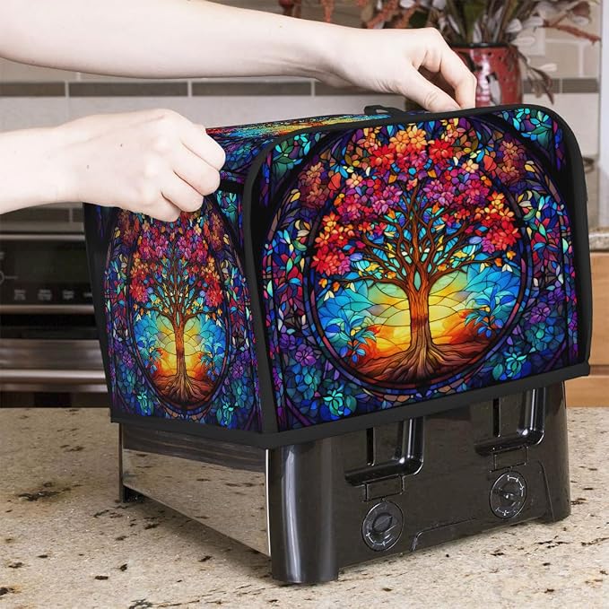 Tree Of Life Toaster Cover 4 Slice Wide Slot Washable Toaster Covers | Art Dust and Fingerprint Protection Bread Maker Covers for Kitchen Accessories Decor Bakeware Women Gift