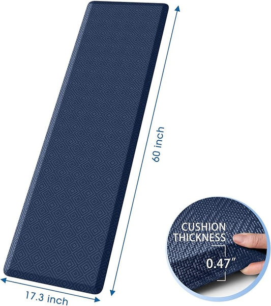 Mattitude Kitchen Mat Cushioned Anti-Fatigue Floor Mat Water Resistant Non-Slip Mats and Rugs Standing and Comfort Desk Mats for House Sink Office Laundry (Blue, 17.3"x60")