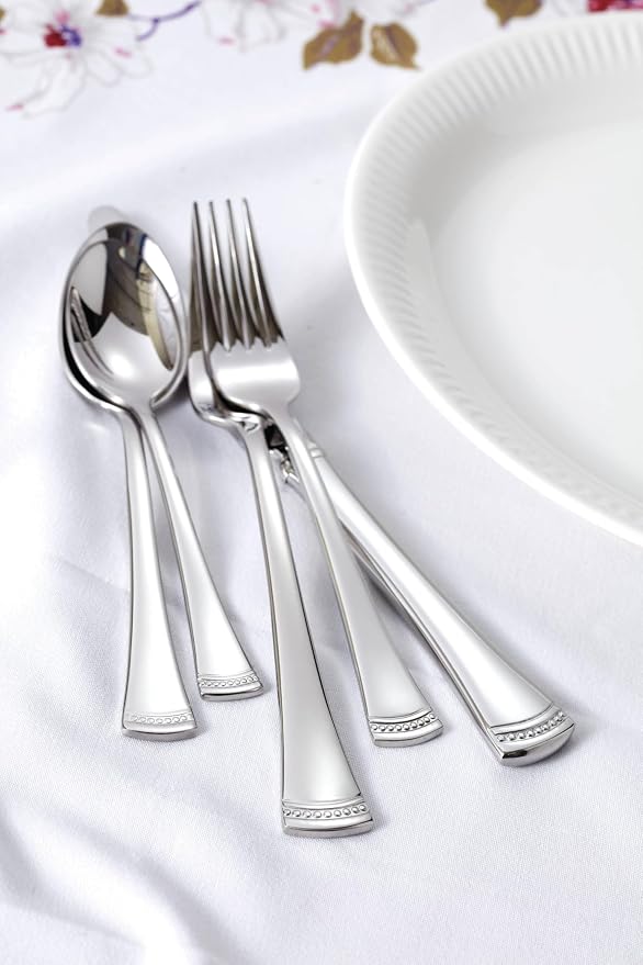 Lenox Silverware Set, Portola 12-Piece Steak Knife Flatware Set, Service For 12, Made Of 18/10 Stainless Steel, Dishwasher Safe, Home And Kitchen Utensils, Knives, Cutlery (Silver, 12 Piece)