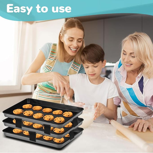 Baking Sheet Stackers,Meal Prep Baking Sheet And Dividers, Pan Separators For Stacking, Stackable Cooling Racks For Baking,Reusable Stacking Clips For Home Kitchen (16PCS-Black)