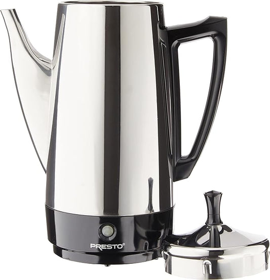 Presto 02811 Stainless Steel Electric Coffee Percolator - 12-Cups,Easy-Pour Spout,Stay-Cool Handle,Make 2-12 Cups,(Pack of 2)