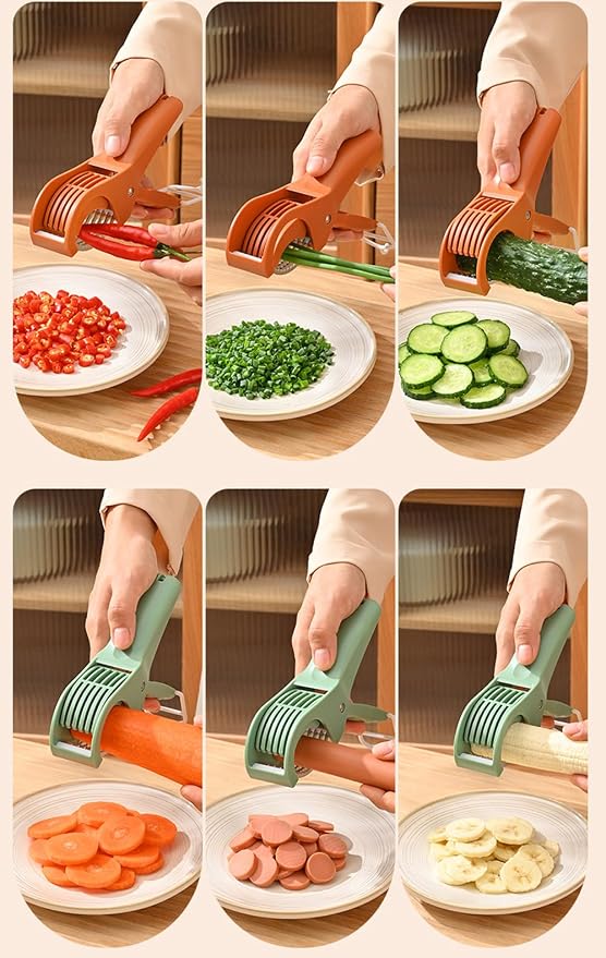 Banana Slicer Multi-Functional Banana Cutter Perfect as Grape Cutter & Strawberry Slicer, Kitchen Gadget for Fruits & Vegetables, Safe for Kids & Dishwasher Safe (Green)