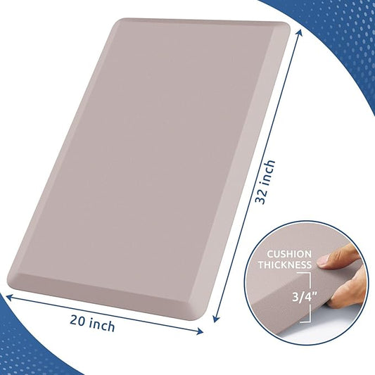 KitchenClouds Kitchen Mat Cushioned Anti Fatigue Rug 20"x32" Water Resistant, Non Slip, Standing and Comfort Desk/Floor Mats for House Sink Office (Khaki)