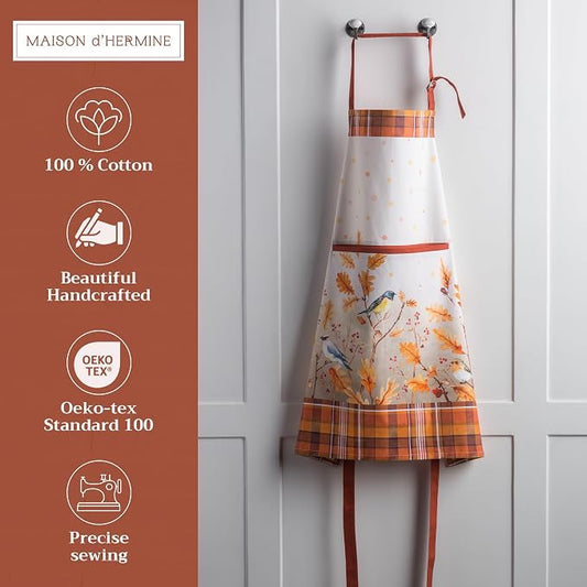 Maison d' Hermine 100% Cotton Apron for women with Pocket Kitchen Chef Apron for Men Cooking Spring Summer