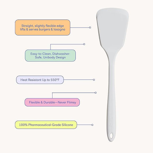 GIR: Get It Right Silicone Kitchen Spatula Turner - Non toxic cooking utensils for Nonstick Cookware, Cooking and Baking, Ultimate Turner - 13IN - Studio White