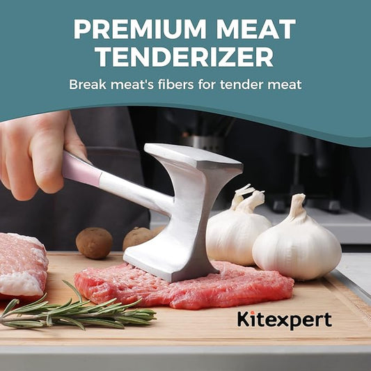 KITEXPERT Meat Tenderizer Hammer with Comfortable-Grip Handle, Dual-side Mallet for Kitchen, Heavy Duty Pounder For Tenderizing Steak, Beef and Fish, Pink