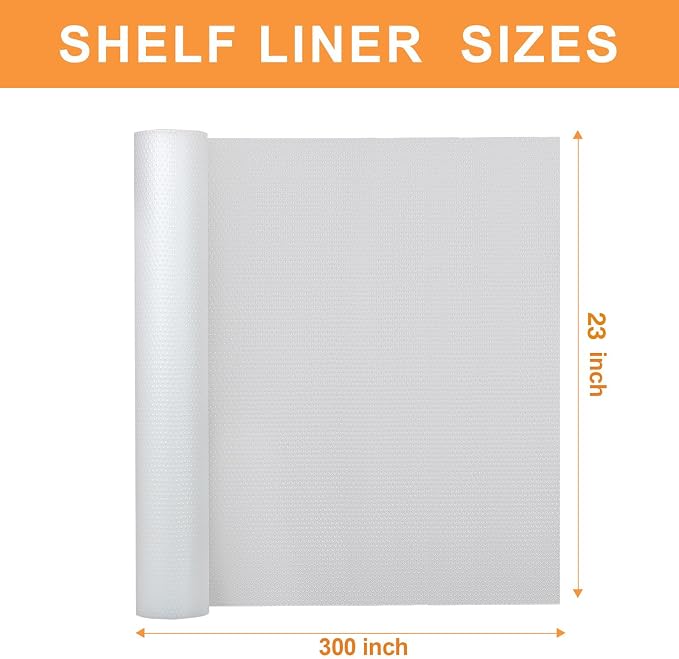 FLPMIX Clear Cabinet Shelf Liner: 23" x 300" Waterproof Kitchen Under Sink Mat - Easy to Cut Translucent Large Cupboard Drawer Liner for Pantry Shelves Bathroom